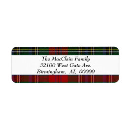 MacLean MacClain Tartan Plaid Retourlabel Etiket
