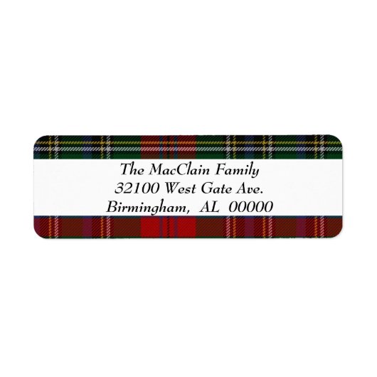 MacLean MacClain Tartan Plaid Retourlabel Etiket (Voorkant)