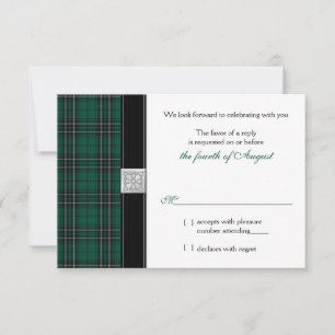 MacLean Modern Jacht-Tartan Huwelijks RSVP Antwoor Kaartje