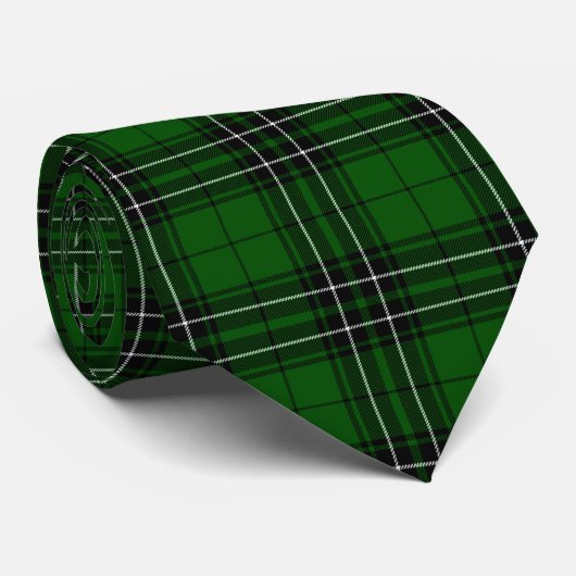 MacLean Tartan Green en Black Pset Stropdas (Opgerold)