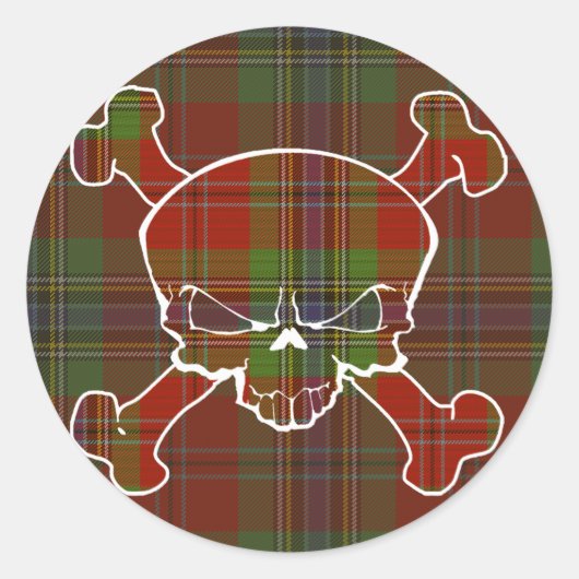 MacLean Tartan Skull No Banner Ronde Sticker (Voorkant)