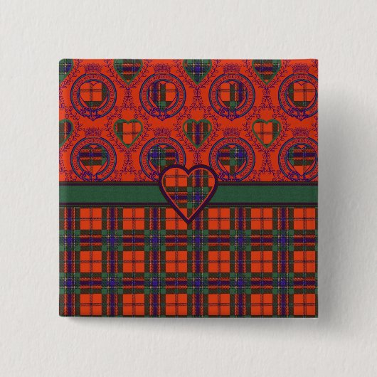 Maclean van Duart Pset Scottish tartan Vierkante Button 5,1 Cm (Voorkant)