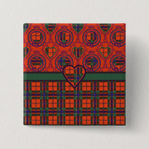 Maclean van Duart Pset Scottish tartan Vierkante Button 5,1 Cm