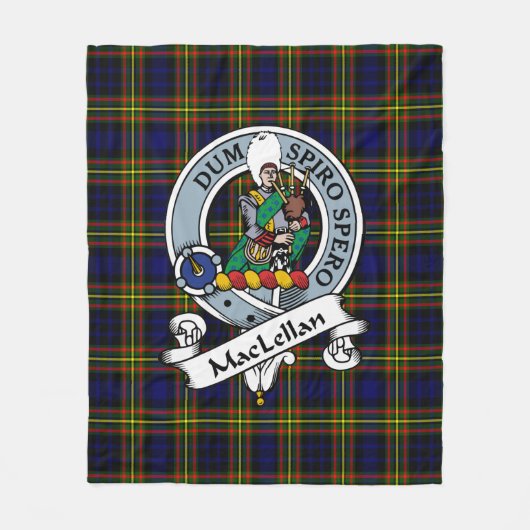 MacLellan Modern Clan Badge Tartan Pset Fleece Deken (Voorkant)