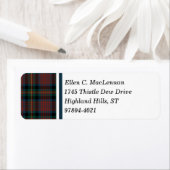 MacLennan Clan Navy Blauw en Rood Schots Tartan Etiket (Insitu)