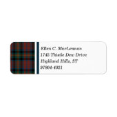MacLennan Clan Navy Blauw en Rood Schots Tartan Etiket (Voorkant)