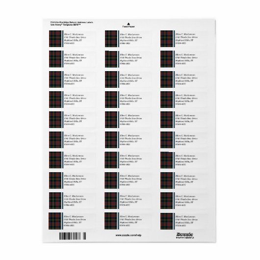 MacLennan Clan Navy Blauw en Rood Schots Tartan Etiket (Full Sheet)