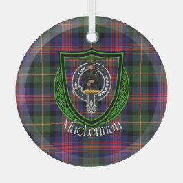 MacLennan Schotse Clan Tartan & Crest Glas Ornament