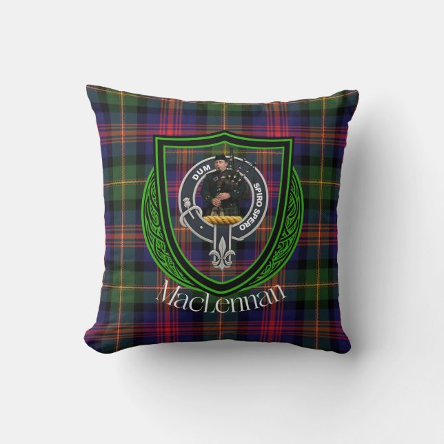 MacLennan Schotse Clan Tartan & Crest Kussen (Voorkant)