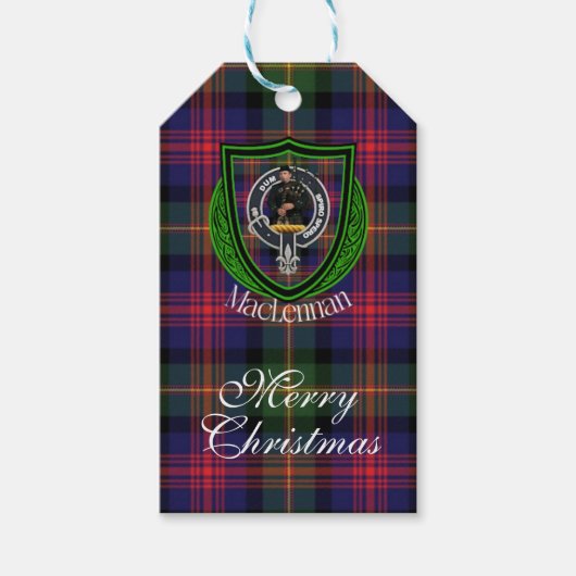 MacLennan Schotse Clan Tartan & Wapen Cadeaulabel (Voorkant)