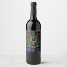 MacLennan Schotse Clan Tartan & Wapen Wijn Etiket