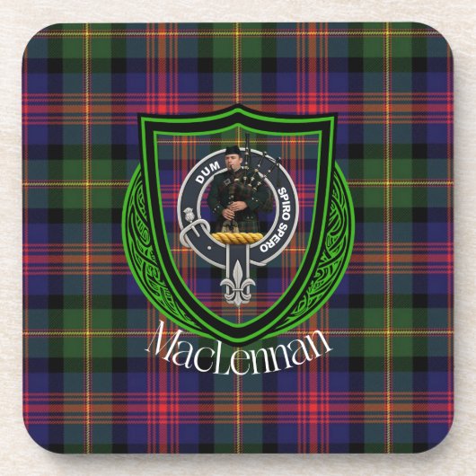 MacLennan Scottish Clan Tartan & Crest Bier Onderzetter (Voorkant)