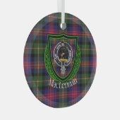 MacLennan Scottish Clan Tartan & Crest Glas Ornament (Voorkant Rechts)