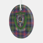 MacLennan Scottish Clan Tartan & Crest Glas Ornament (Voorkant links)
