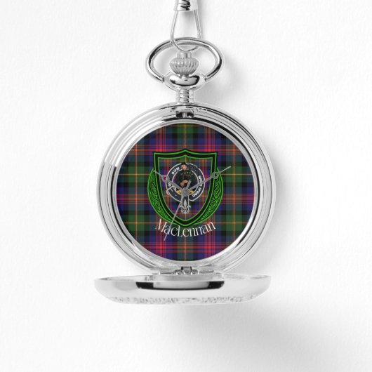 MacLennan Scottish Clan Tartan & Crest Horloge (Voorkant)