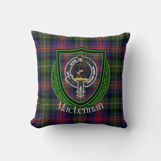 MacLennan Scottish Clan Tartan & Crest Kussen (Voorkant)