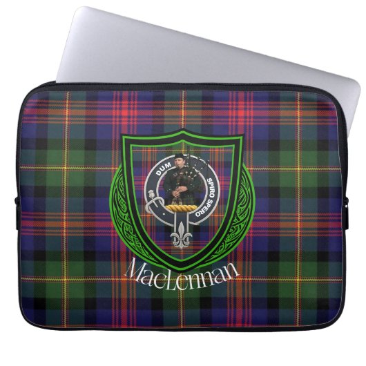 MacLennan Scottish Clan Tartan & Crest Laptop Sleeve (Voorkant)