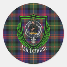MacLennan Scottish Clan Tartan & Crest Ronde Sticker