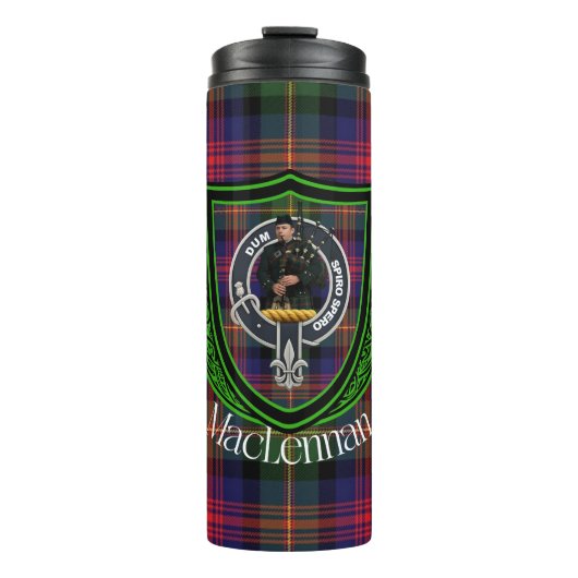 MacLennan Scottish Clan Tartan & Crest Thermosbeker (Voorkant)