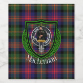 MacLennan Scottish Clan Tartan & Crest Wijn Etiket (Enkel label)