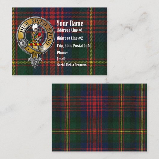 MacLennan Tartan & Badge Visitekaartje (Voorkant / Achterkant)