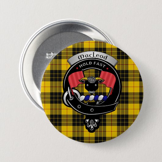 MacLeod Clan Badge-Buttonnen Ronde Button 7,6 Cm (Voorkant /achterkant)
