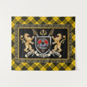 Macleod Clan Badge & Motto w/Lions Wandkleed (Voorkant (horizontaal))