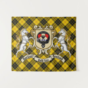 Macleod Clan Badge & Unicorns w.z. Tartan Wandkleed