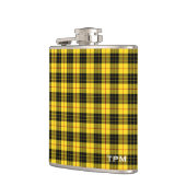 MacLeod Clan Geel en Zwart Tartan Monogram Heupfles (Links)