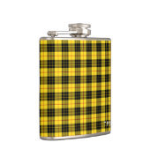 MacLeod Clan Geel en Zwart Tartan Monogram Heupfles (Rechts)