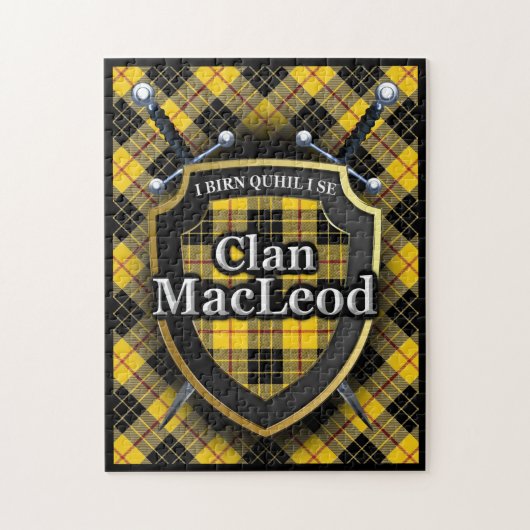MacLeod Clan Lewis Tartan Swords and Shield Legpuzzel (Verticaal)