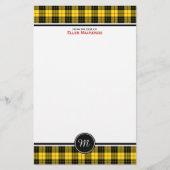 MacLeod Clan Tartan Geel Plaid Monogram Briefpapier (Voorkant)