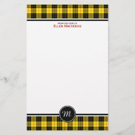MacLeod Clan Tartan Geel Plaid Monogram Briefpapier