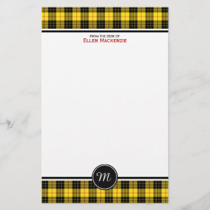 MacLeod Clan Tartan Geel Plaid Monogram Briefpapier