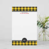 MacLeod Clan Tartan Geel Plaid Monogram Briefpapier (Staand voorkant)