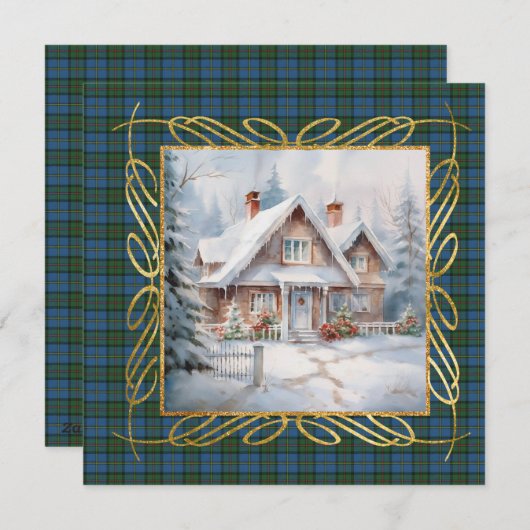 MacLeod Harris Ancient Scottish Tartan Christmas  Feestdagenkaart (Voorkant / Achterkant)