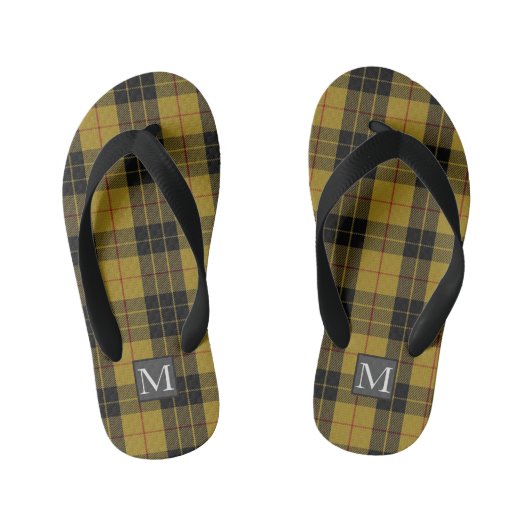 MACLEOD Lewis TARTAN Letter M Monogram (Kan bewerk Kinder Teenslippers (Voetbed)