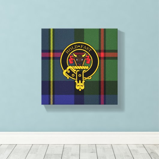Macleod Scottish Crest en Tartan Canvas print (Insitu (Houten vloer))