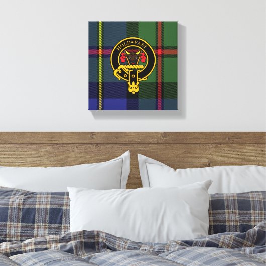Macleod Scottish Crest en Tartan Canvas print (Insitu (Slaapkamer))