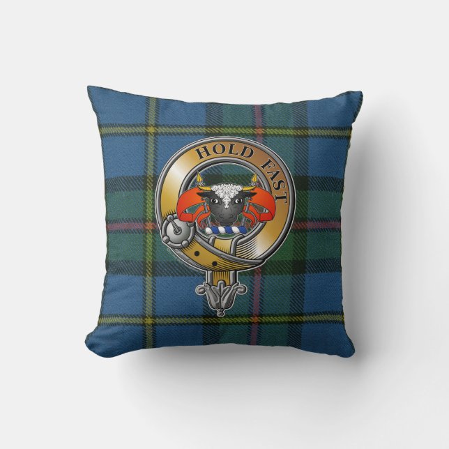 MacLeod Tartan & Badge Kussen (Voorkant)