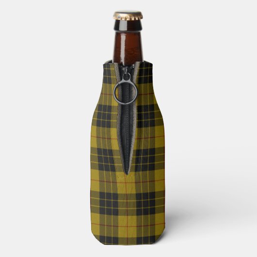 MacLeod tartan gele zwarte vlecht Flesjeskoeler (Fles Achterkant)