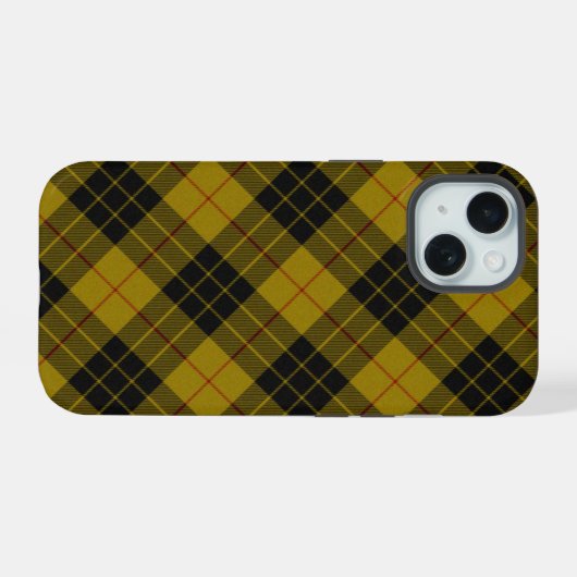 MacLeod tartan gele zwarte vlecht iPhone 15 Case (Achterkant horizontaal)