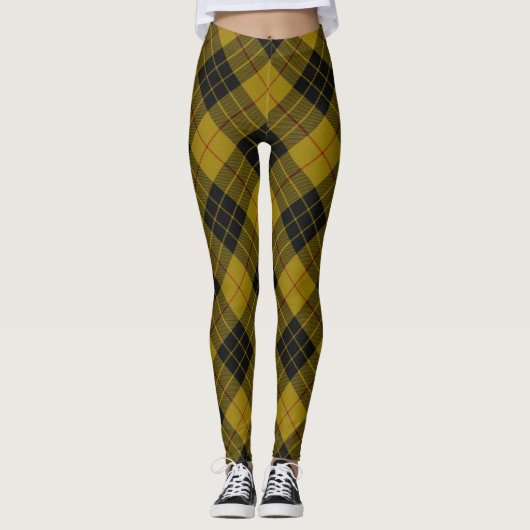 MacLeod tartan gele zwarte vlecht Leggings (Voorkant)