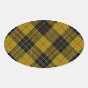 MacLeod tartan gele zwarte vlecht Ovale Sticker