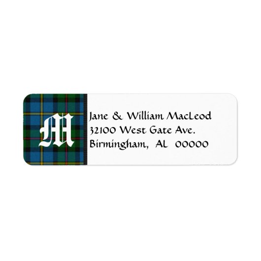 MacLeod Tartan Pset Monogram Adresetiketten Etiket (Voorkant)