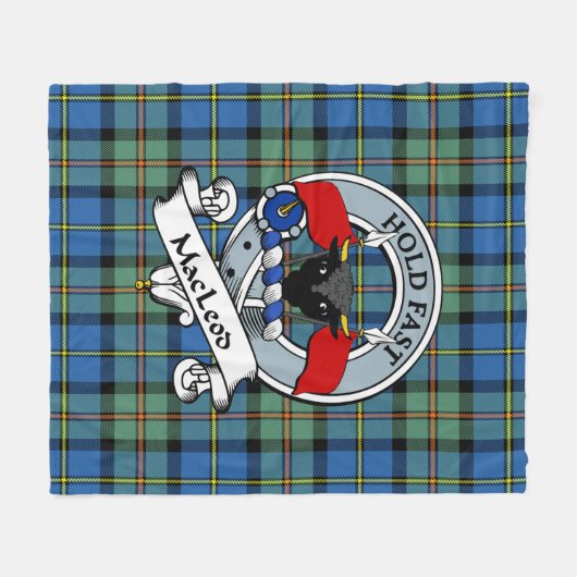 MacLeod van Harris Ancient Clan Badge Tartan Pset Fleece Deken (Voorkant (Horizontaal))