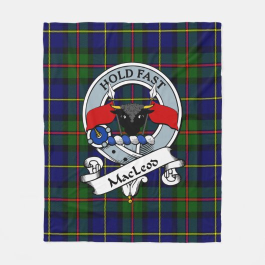 MacLeod van Harris Modern Clan Badge Tartan Pset Fleece Deken (Voorkant)