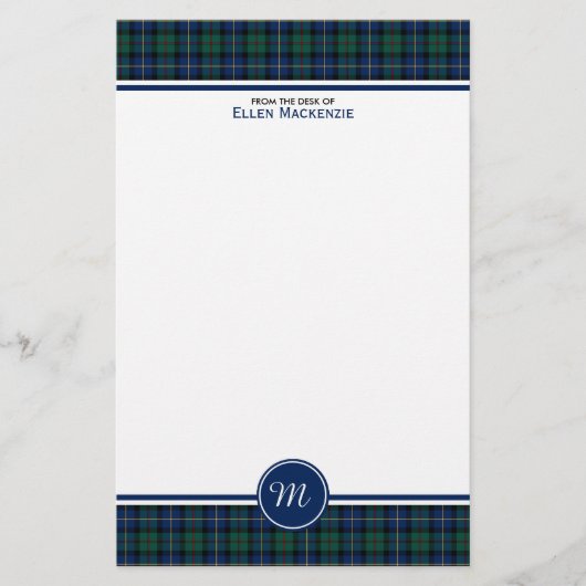 MacLeod van Skye Clan Tartan Monogram Briefpapier (Voorkant)