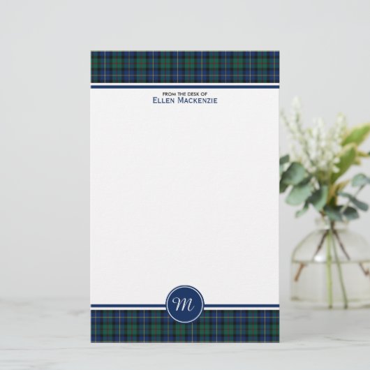 MacLeod van Skye Clan Tartan Monogram Briefpapier (Staand voorkant)
