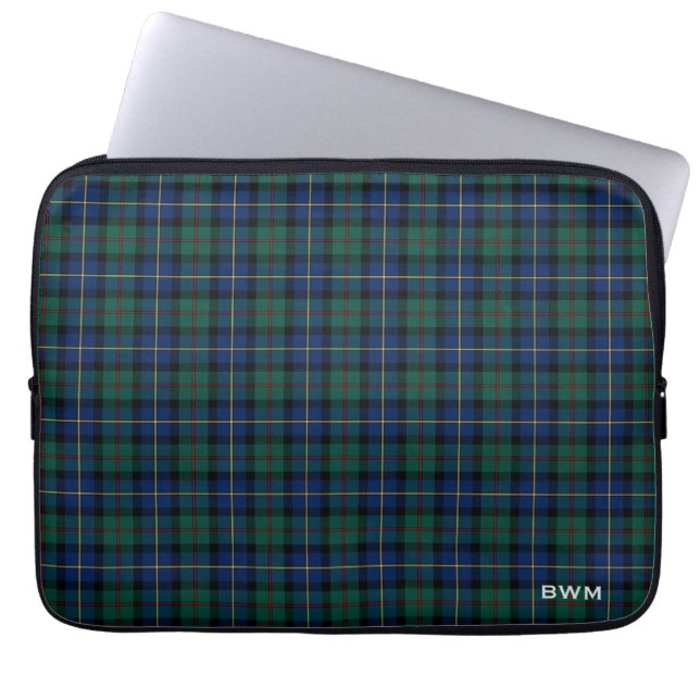 MacLeod van Skye Tartan Schotse Plaid Monogram Laptop Sleeve (Voorkant)